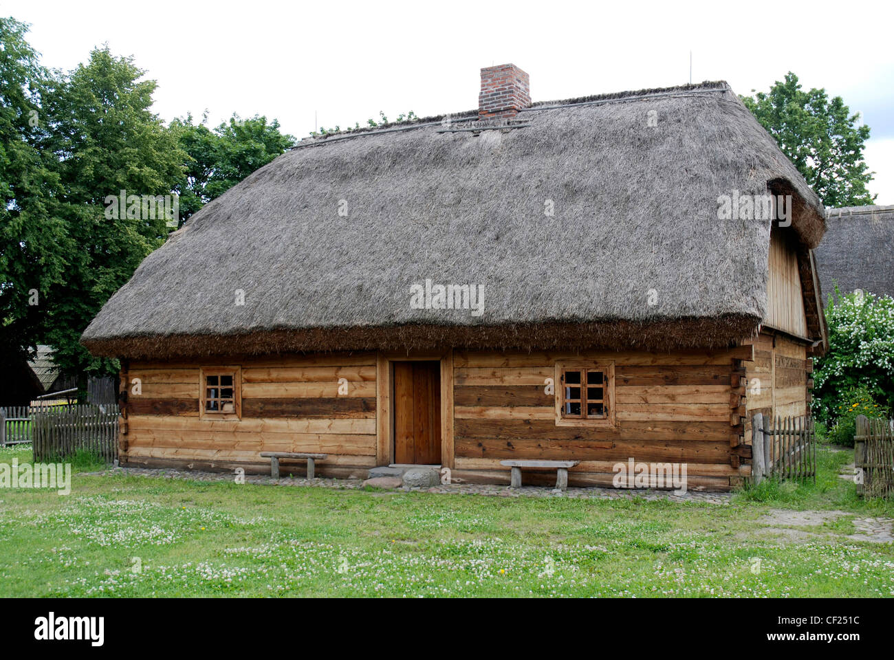 Farm house at the Farmhouse museum of Torun - Muzeum Etnograficzne. Stock Photo