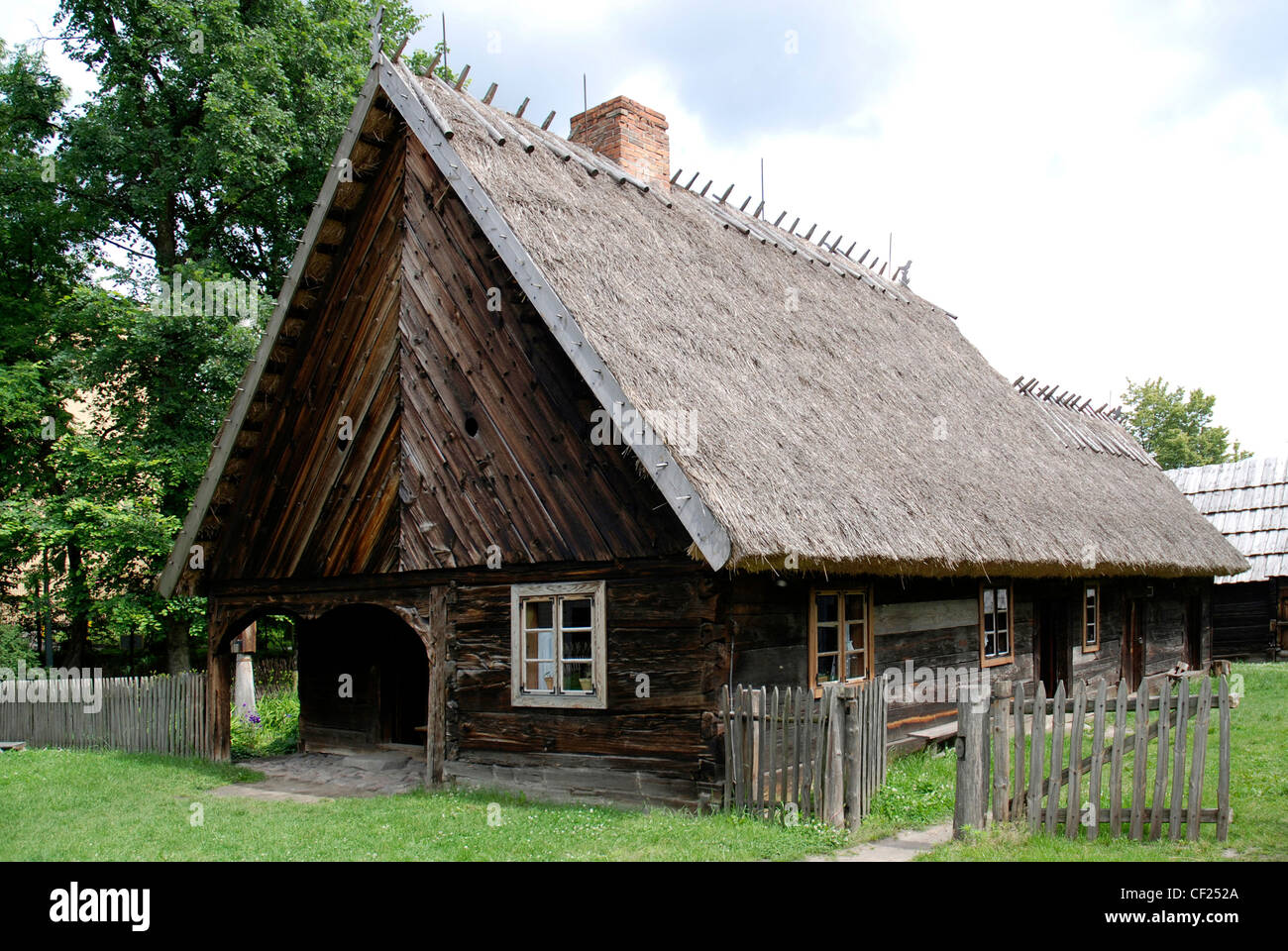 Farm house at the Farmhouse museum of Torun - Muzeum Etnograficzne. Stock Photo