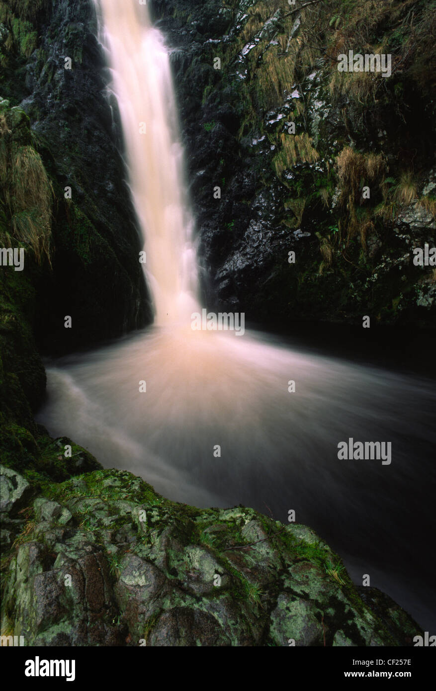 The fast flowing waters of the Linhope Spout Waterfall Stock Photo Alamy