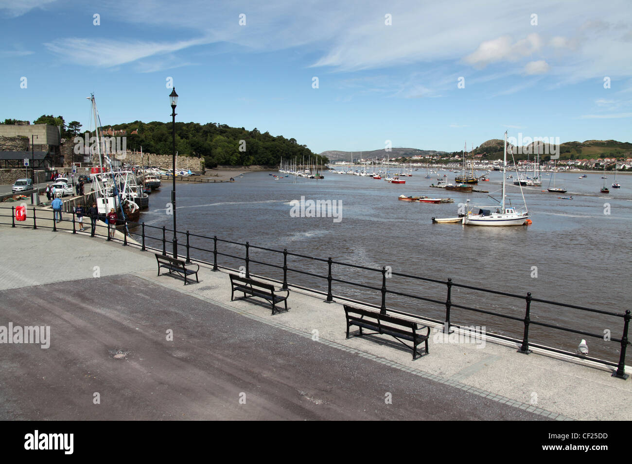 Town of Conwy, Wales. Picturesque view of Conwy Harbour at Lower Gate