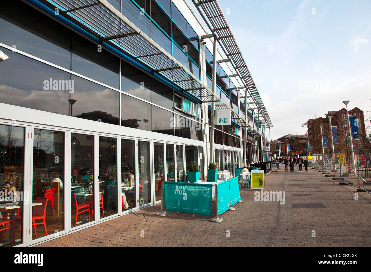 The Brayford Pool is a natural lake formed from a widening of the River Witham in the centre of City of Lincoln Stock Photo