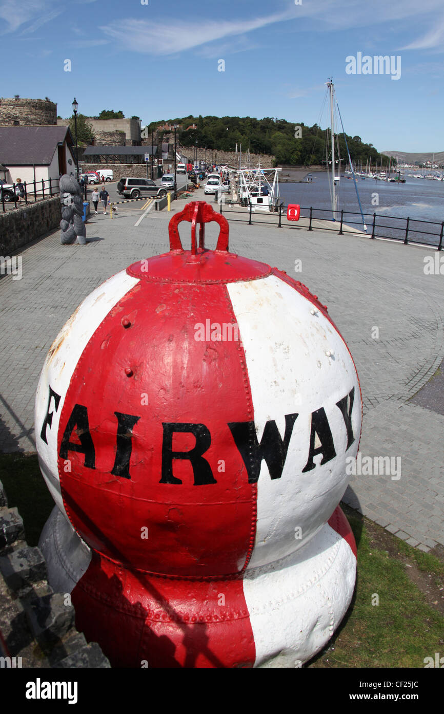 Town of Conwy, Wales. Conwy fairway buoy in Conwy Harbour at Lower Gate