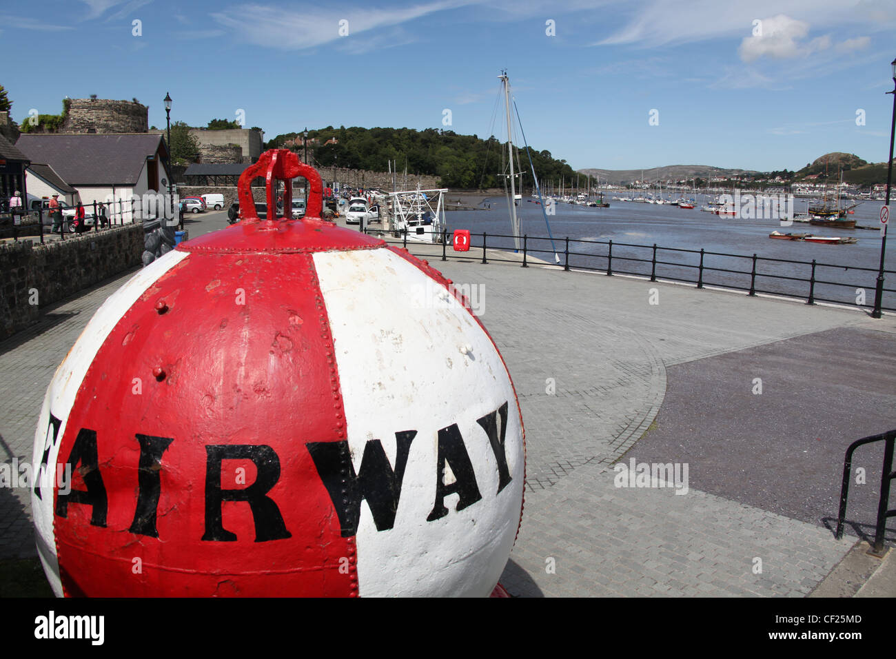 Town of Conwy, Wales. Conwy fairway buoy in Conwy Harbour at Lower Gate