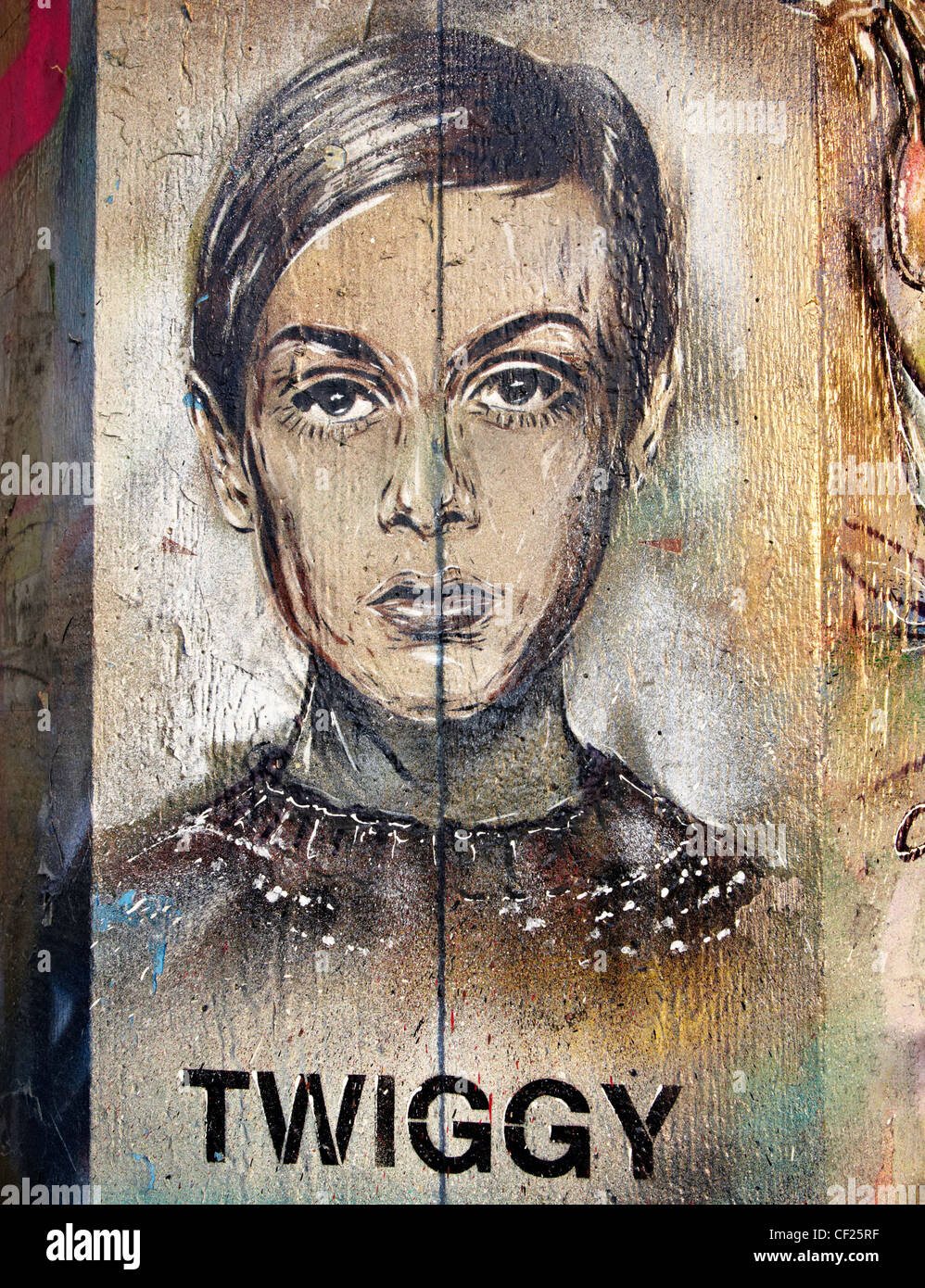 Twiggy Graffiti Southbank London UK Stock Photo