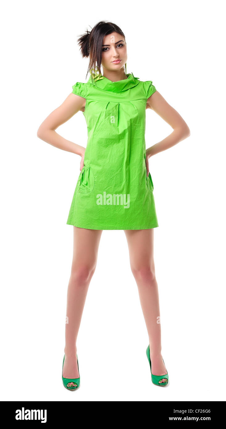 slim fit dress slacks Simonne High Neck Combo Midi Dress in bright lime main image 0
