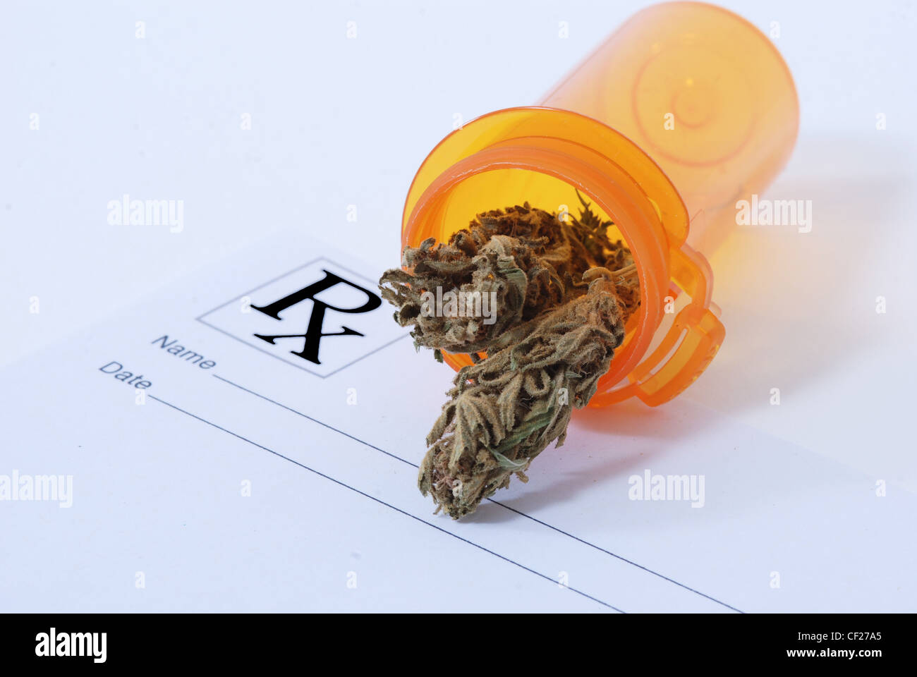 Medical Marijuana buds on prescription pad Stock Photo