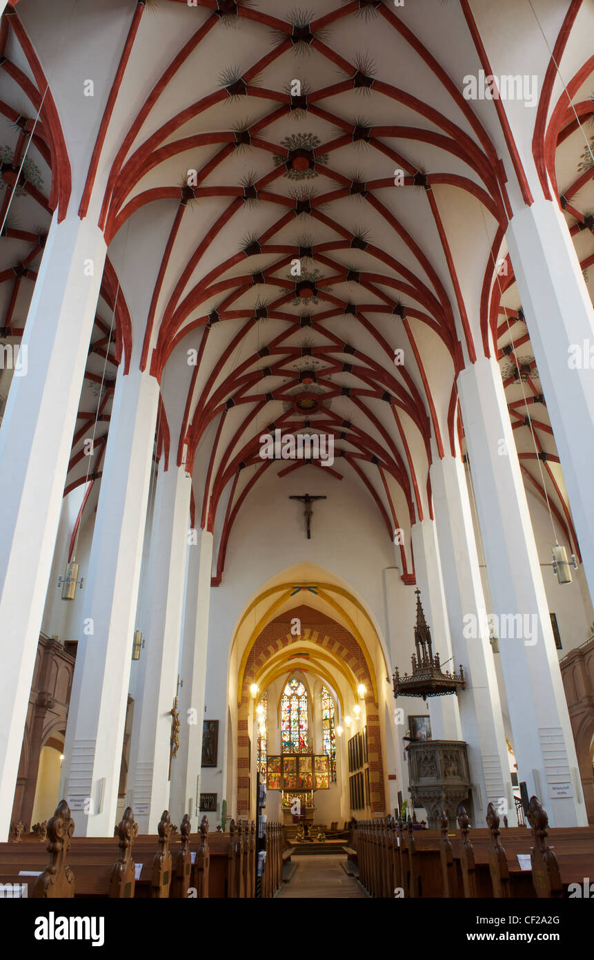 Interior of Saint Thomas Church in Leipzig. German composer Johann Sebastian is buried here in Thomaskirche Stock Photo