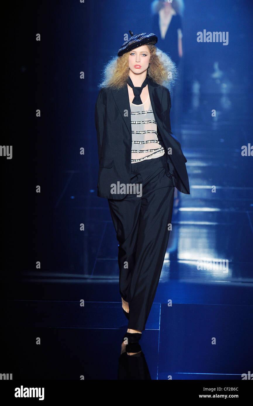black striped see through trousers