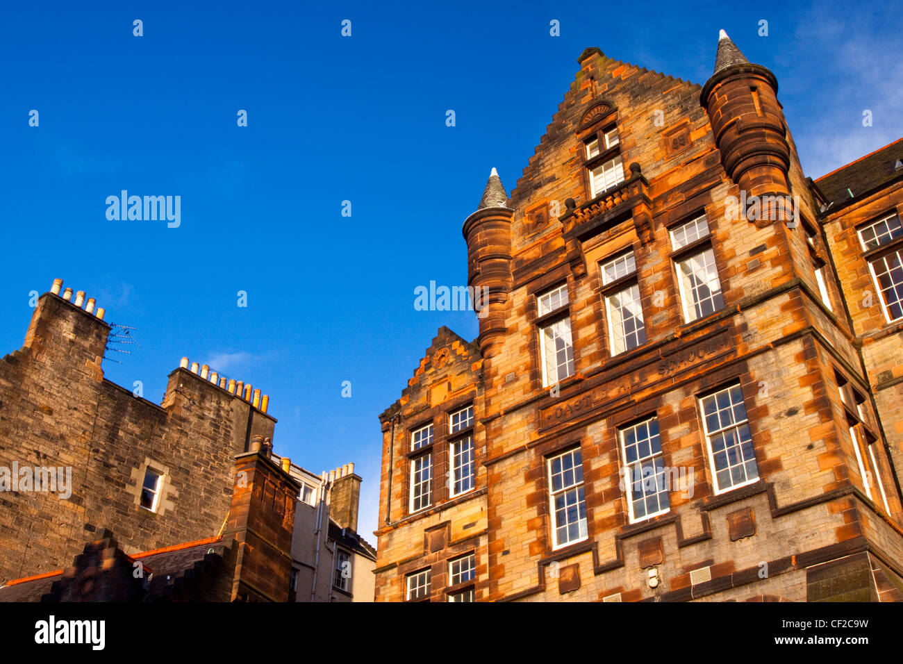 The grand architecture of Castle Hill School, opened in 1889, located on the south side of Castle Hill. Stock Photo