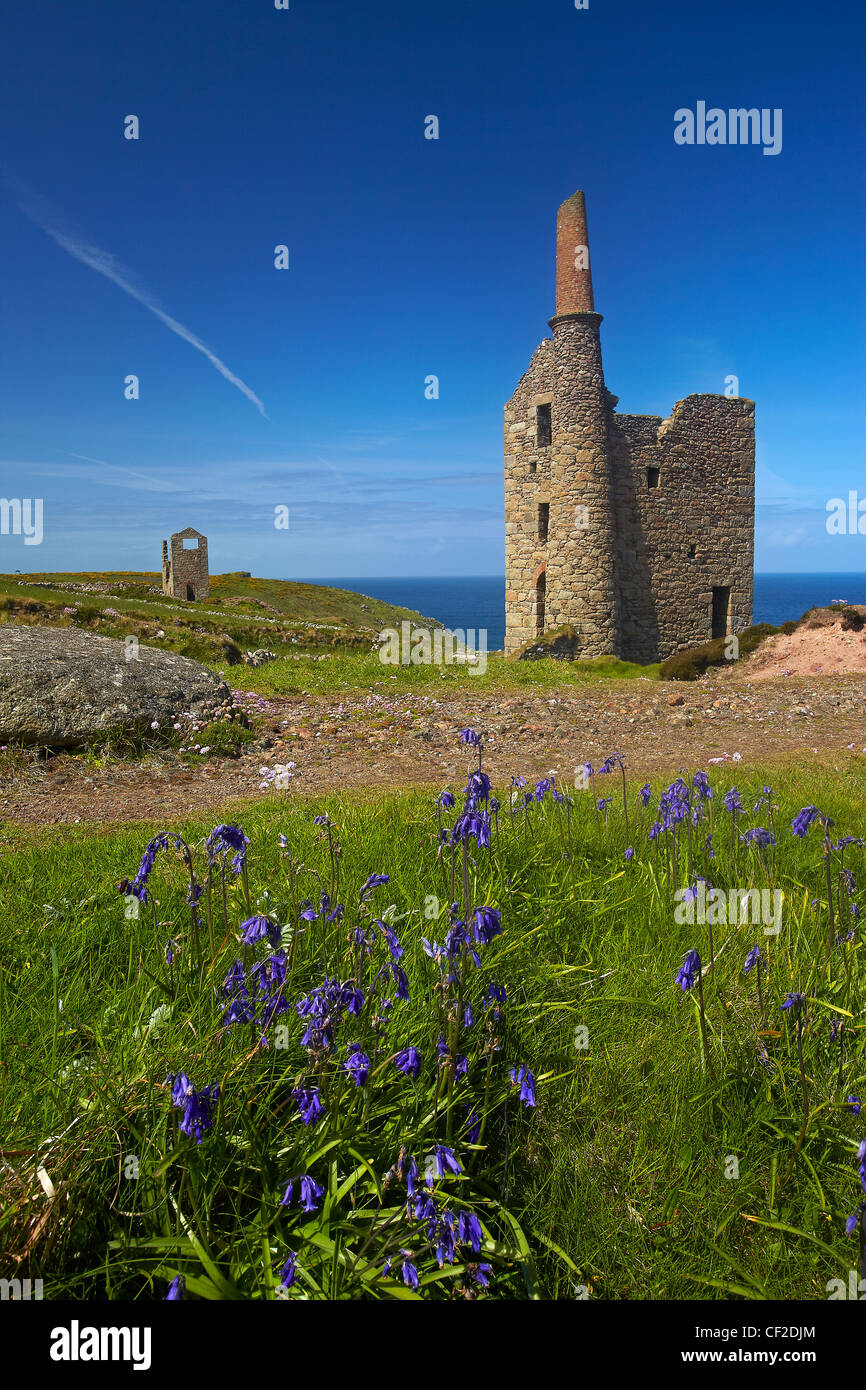 Remains of a Botallack tin mine building in the St Just Mining District on the Cornish coast. Stock Photo