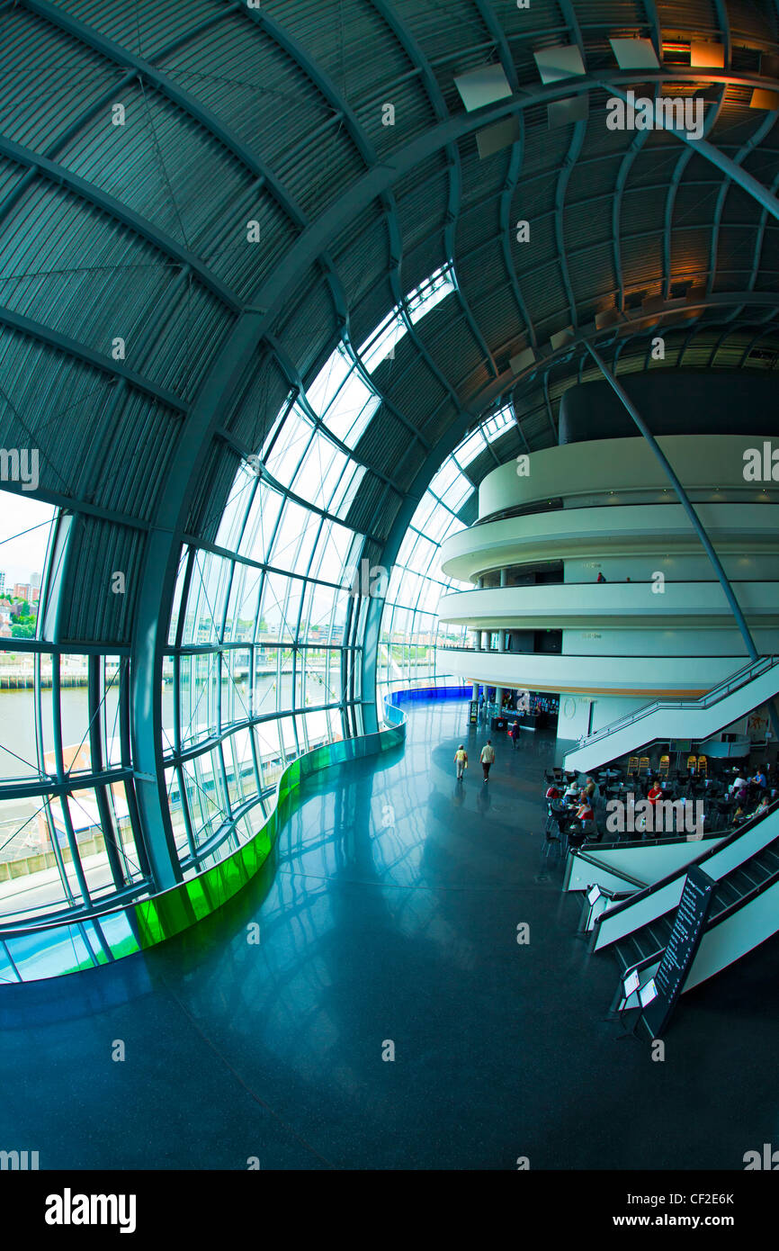 Cafe and reception area outside Hall One in The Sage Gateshead, an