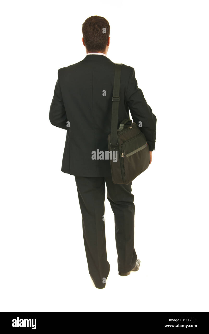 Back of business man going to work isolated on white background Stock ...