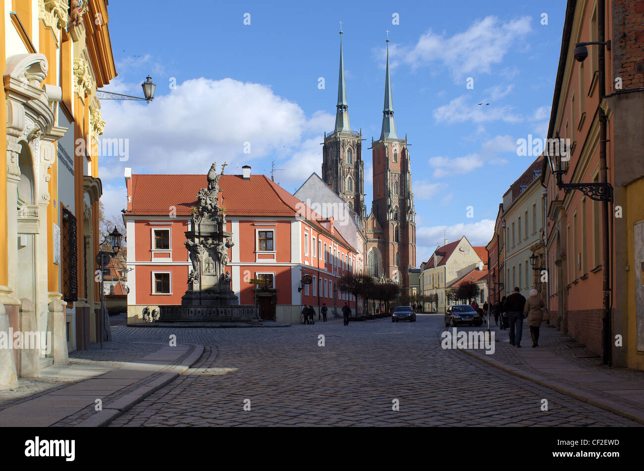 Wroclaw Ostrow Tumski in a winter sunny day Stock Photo