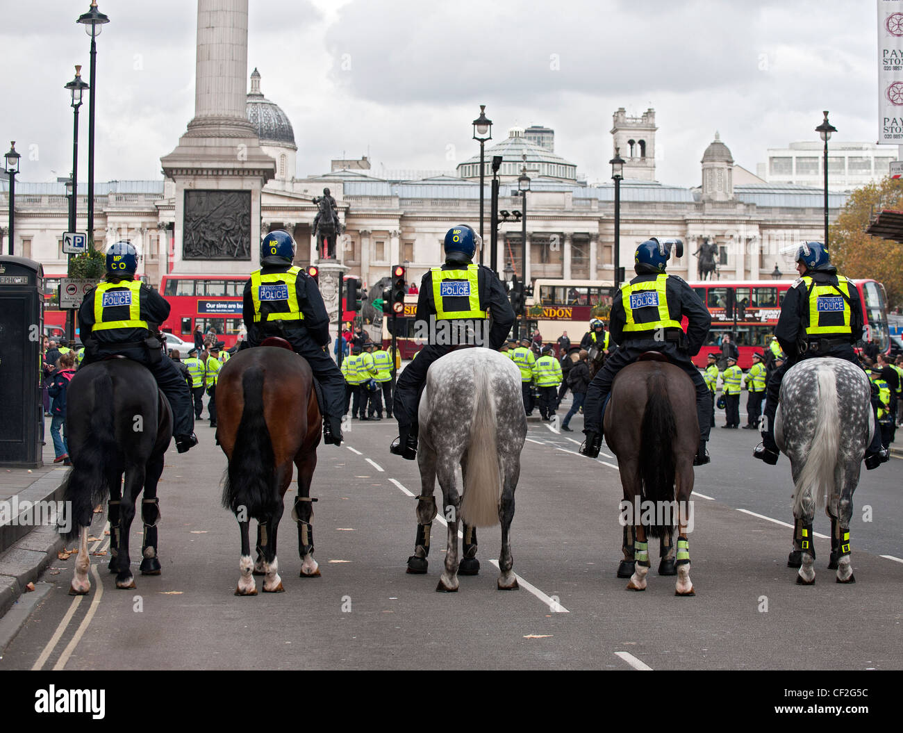 Metropolitan mounted police on duty in central London. Stock Photo