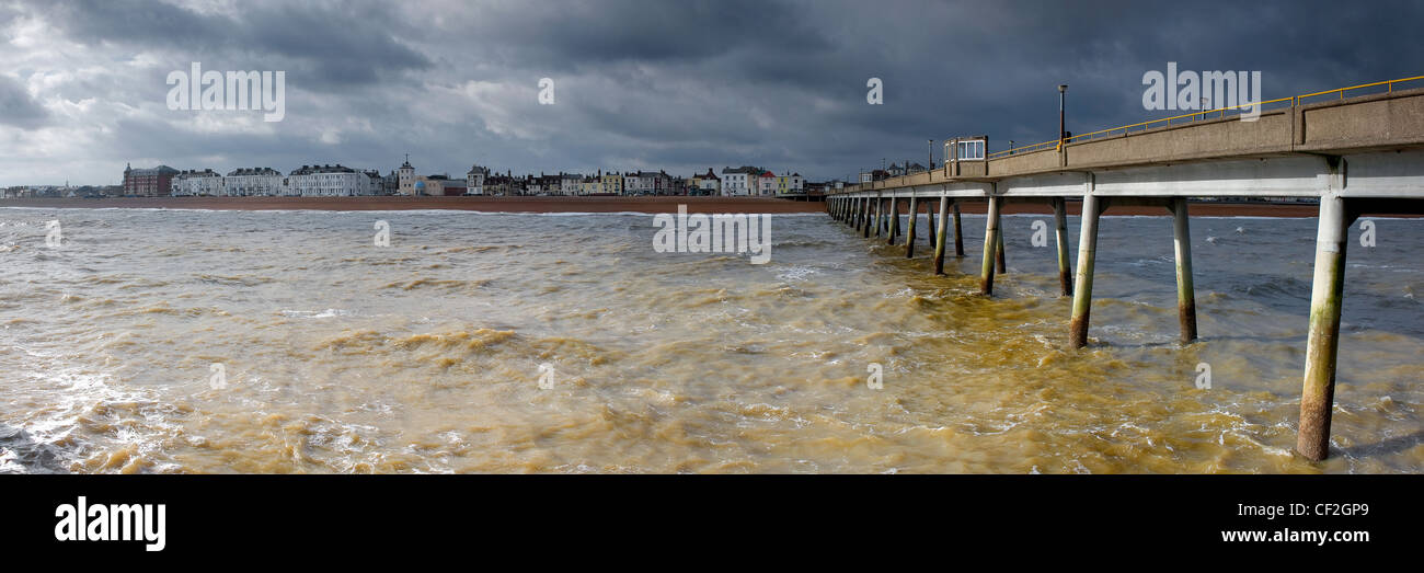 A panoramic view of Deal Pier and seafront in Kent. Stock Photo