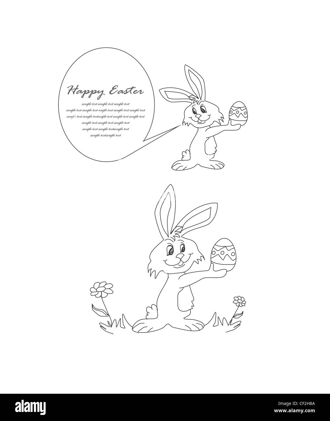 Illustration of happy Easter bunny carrying egg Stock Photo - Alamy