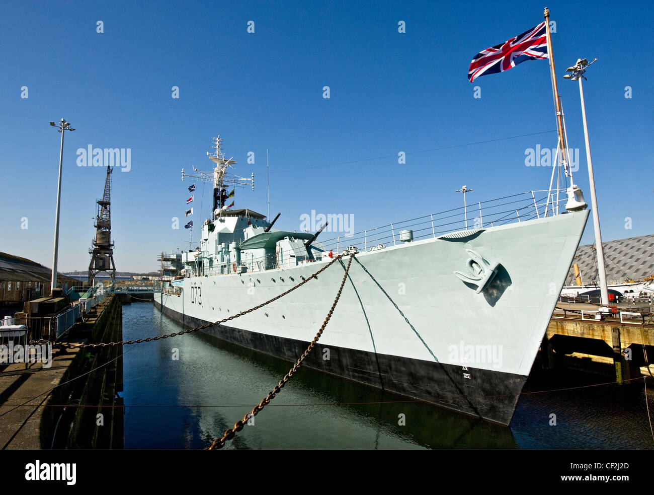 HMS Cavalier (D73), the Royal Navy's last operational Second World War destroyer in her dock at the Historic Dockyard Chatham. Stock Photo