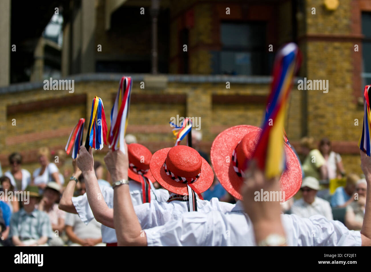 Morris dancers performing at the Old Leigh Folk festival. Stock Photo