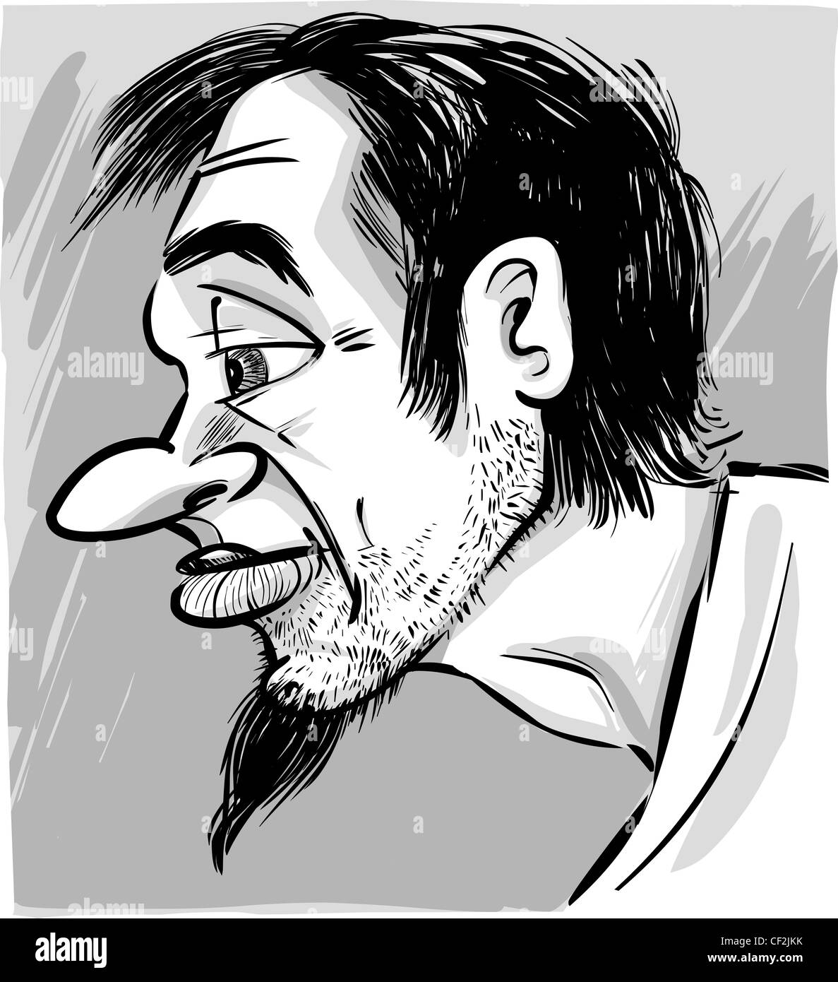 Art drawing expression man sketch Black and White Stock