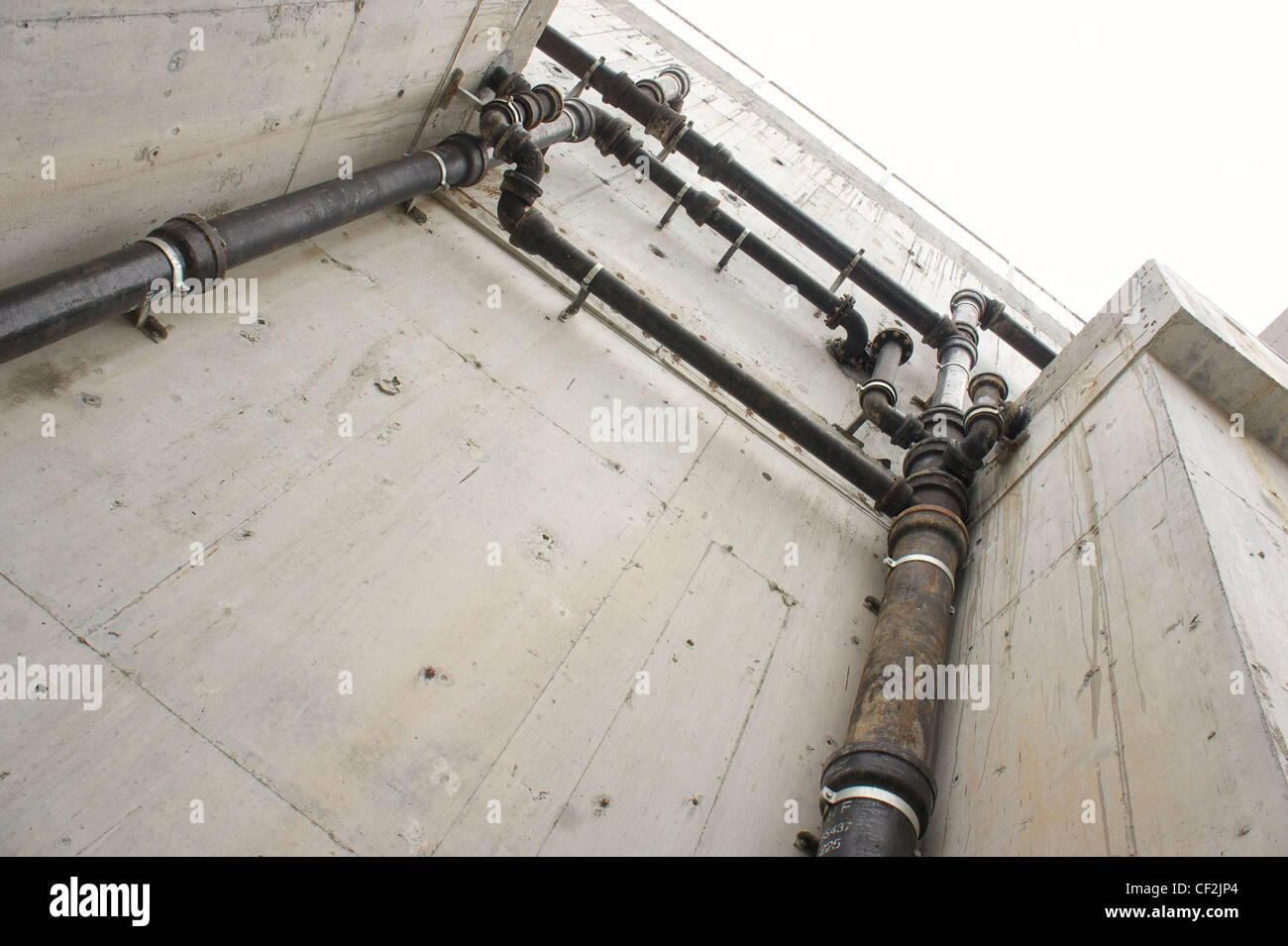 water pipeline in wall room. Stock Photo