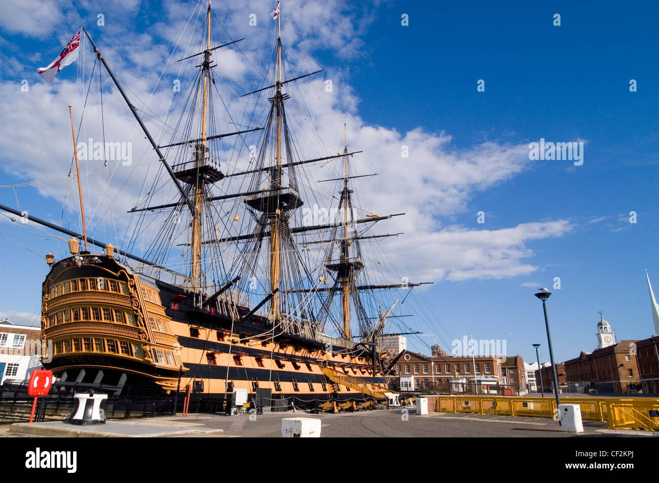 The oldest commisioned warship in the world, the Royal Navy's HMS Victory at Portsmouth. The Victory was the Flagship of Lord Ne Stock Photo