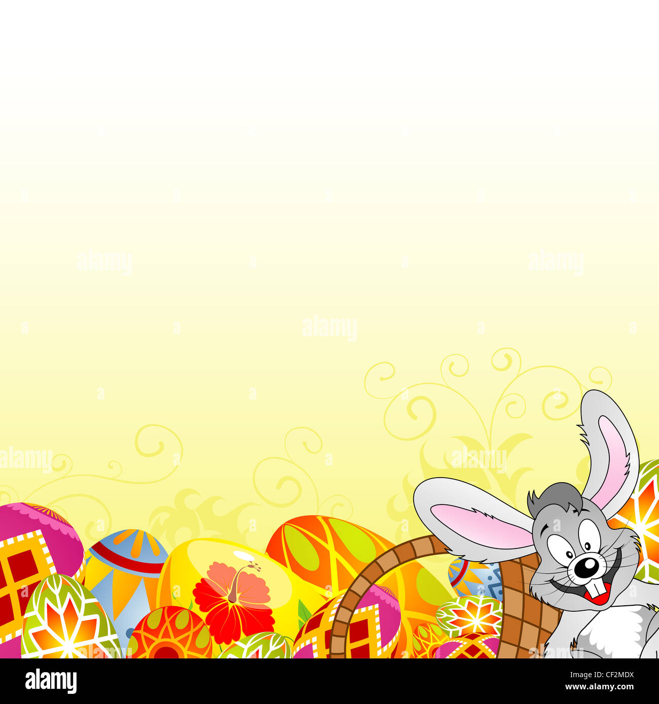 Easter Frame with Eggs and Rabbit, vector illustration Stock Photo - Alamy