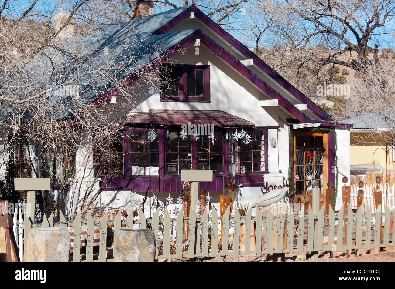 Historic houses in Madrid, New Mexico Stock Photo Alamy