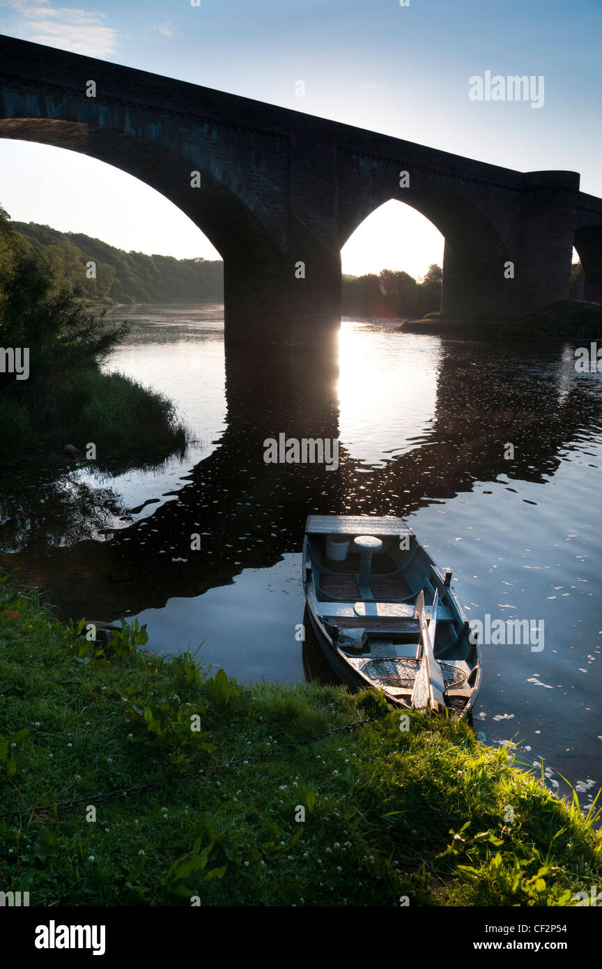 Ladykirk and Norham Bridge over the River Tweed connecting Ladykirk in