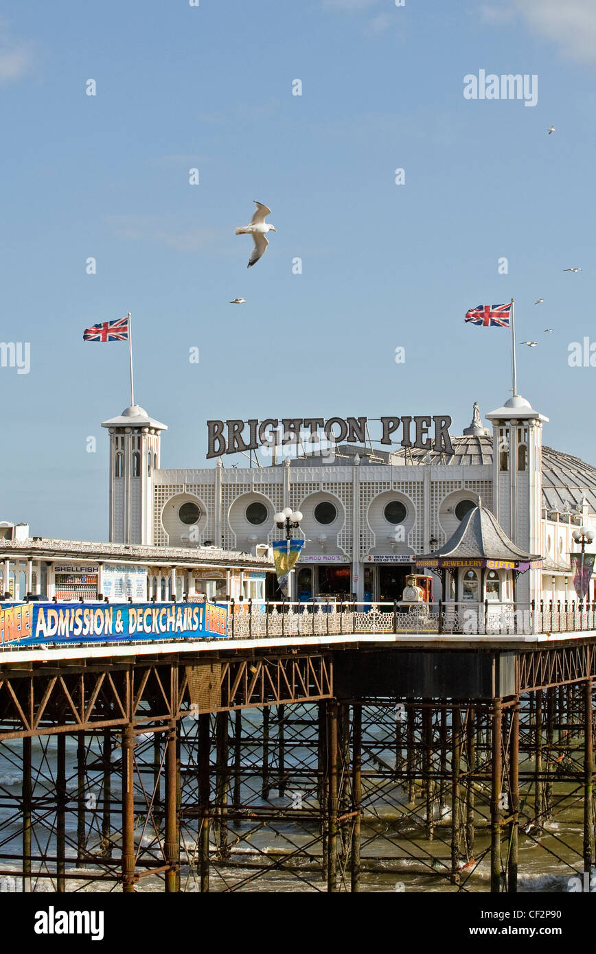 The Brighton Marine Palace and Pier, known as Palace Pier or Brighton Pier. Stock Photo