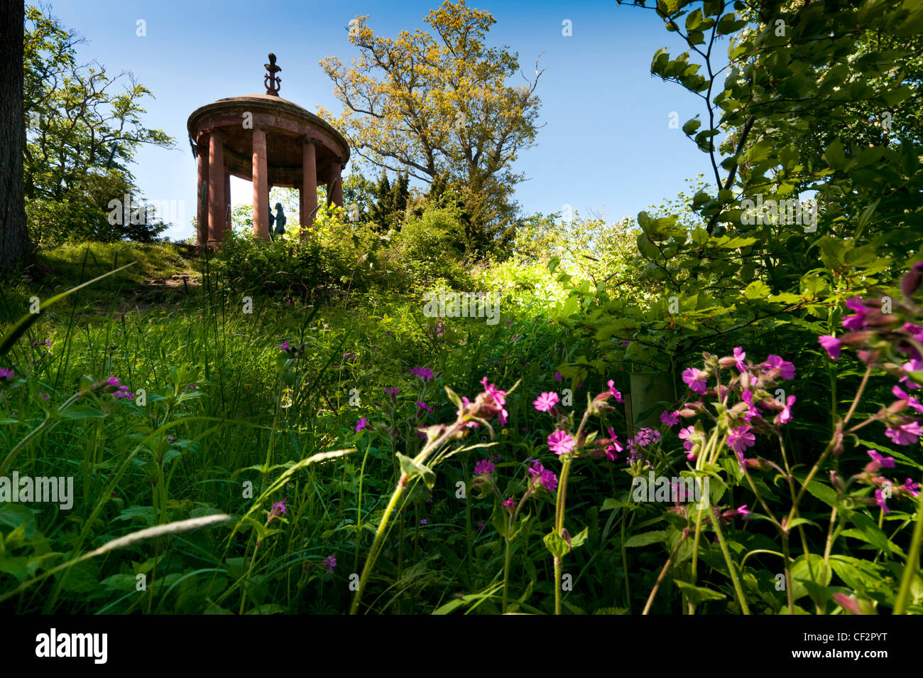 The Temple of the Muses on Bass Hill, originally erected in 1817 by the 11th Earl of Buchan as a tribute to James Thomson, the E Stock Photo