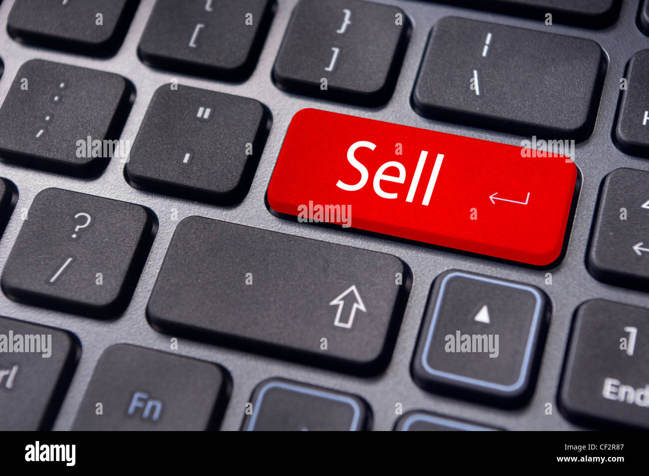sell message on keyboard, to sell something or sell concept for stock market. Stock Photo