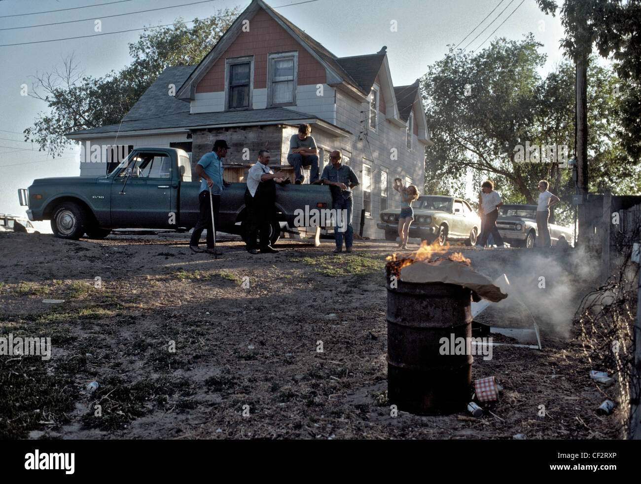 homesteaders outside in front of their house Stapleton Nebraska Stock