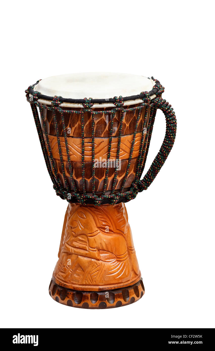 The image of ethnic african drum isolated on white background Stock