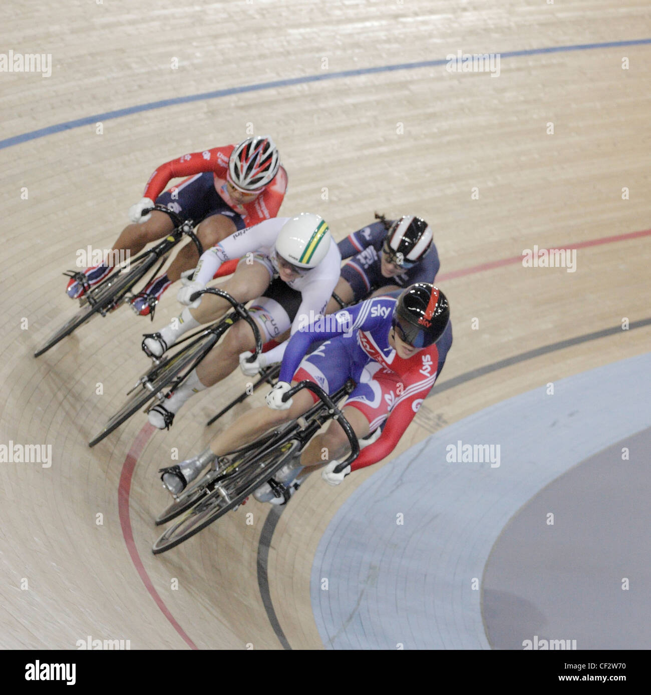 Victoria Pendleton winning Keirin Heat London olympic velodrome track cycling bike racing vickie Stock Photo