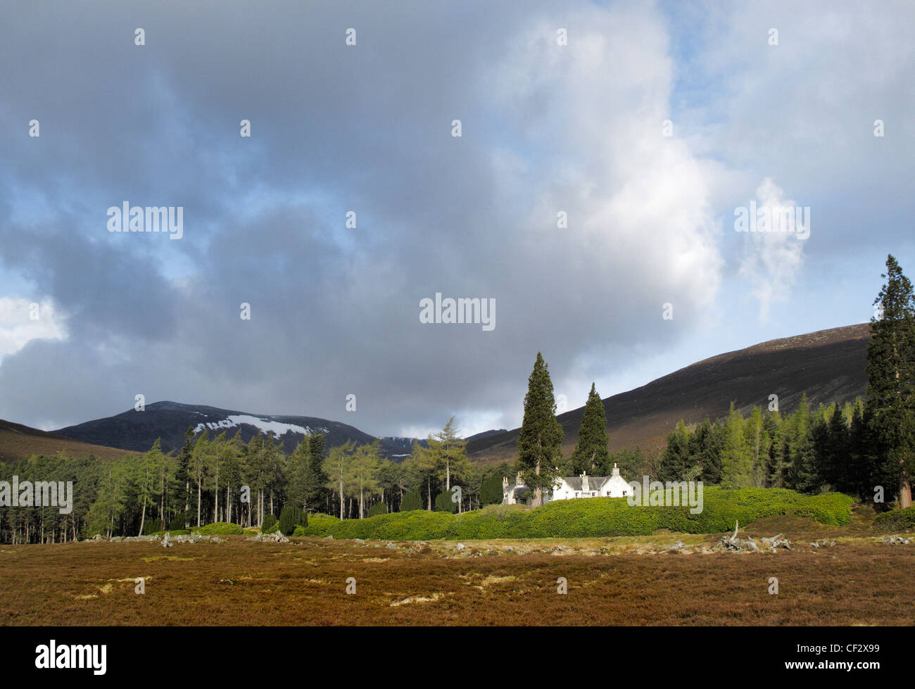 Lochnagar Hills from Glen Muick. Stock Photo