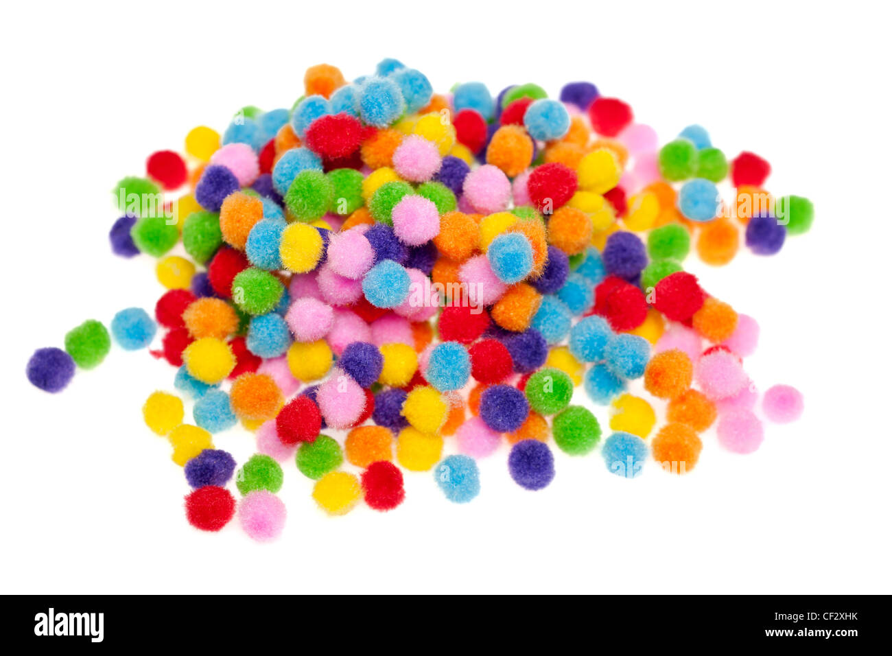 Multicoloured mini poppoms Stock Photo