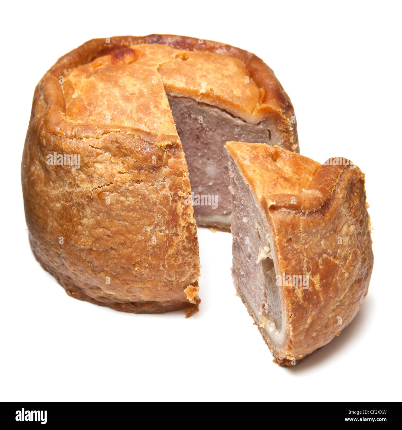 Melton Mowbray Pork Pie Isolated On A White Studio Background Stock ...