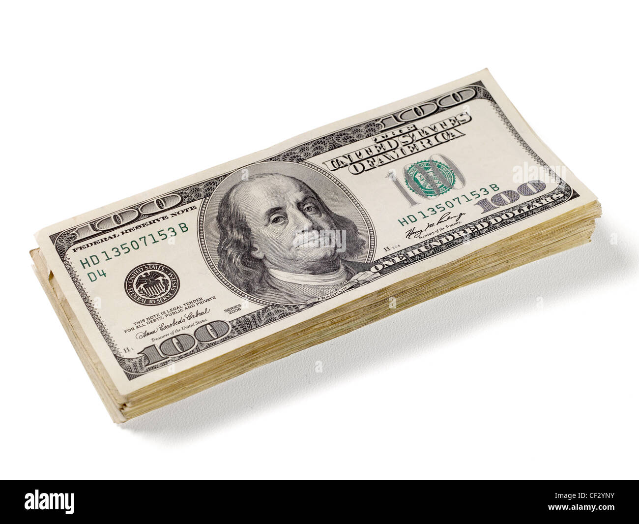Stack Of US $100 Dollar Bills Stock Photo
