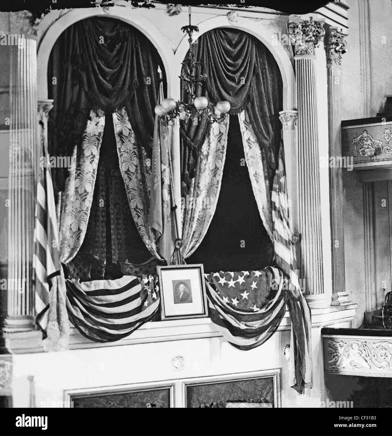 Washington, D.C. President Abraham Lincoln's box at Ford's Theater where his assassination took place in 1865. Stock Photo