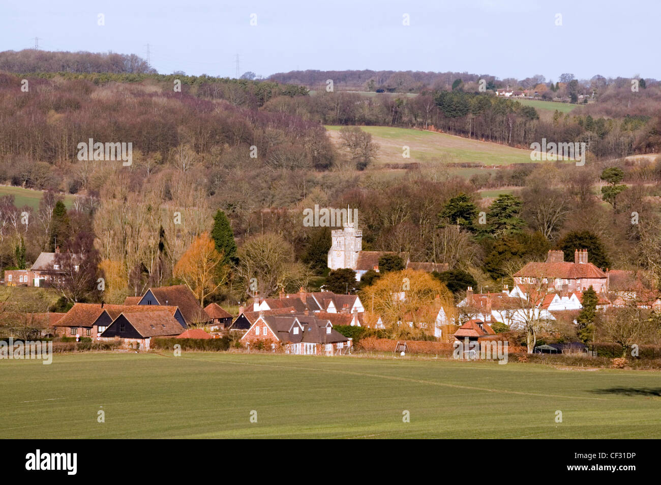Chiltern Hills Little Missenden village winter sunlight backdrop
