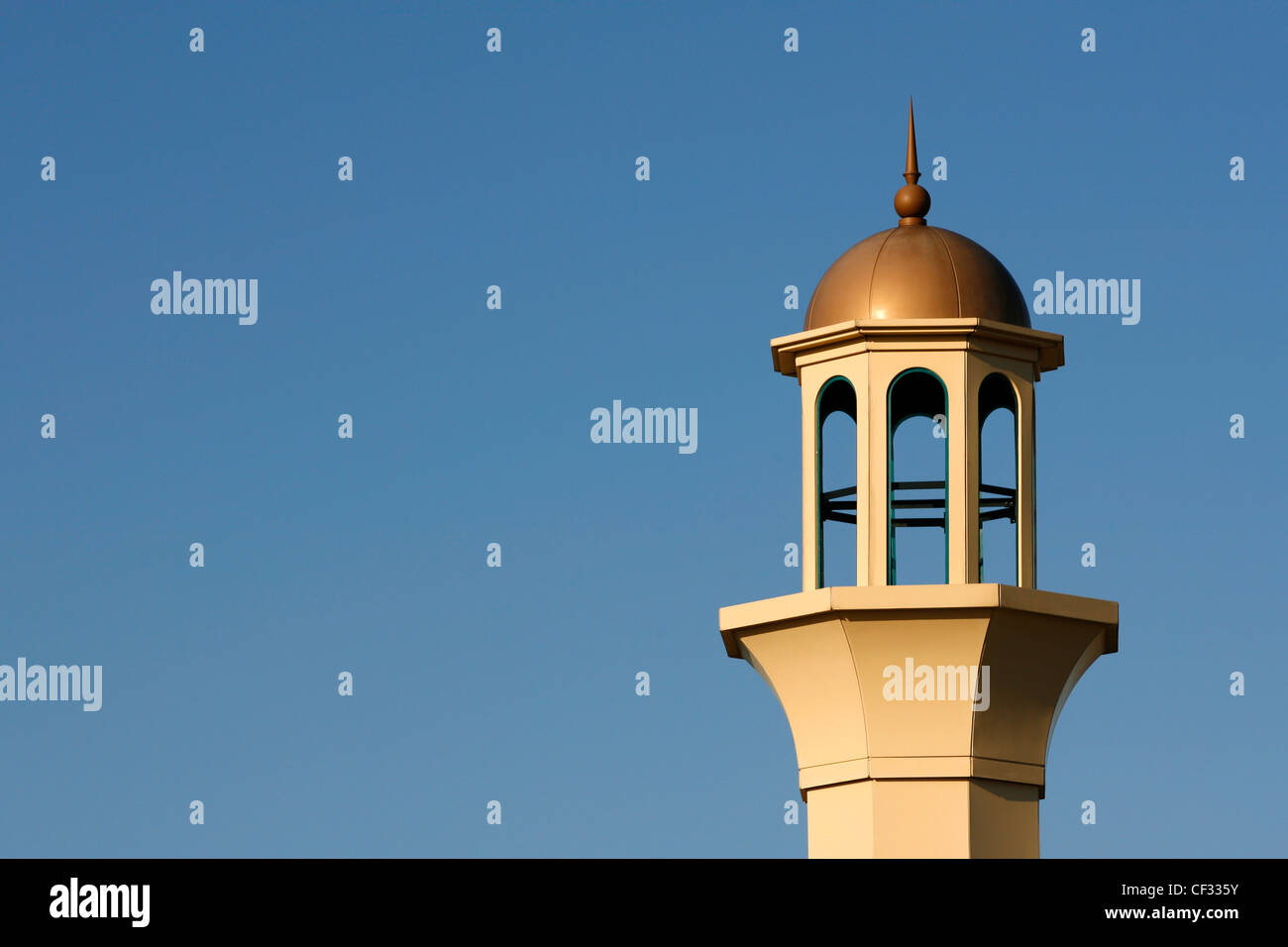 A minaret on the Darul Barakaat Mosque, one of the largest mosques in