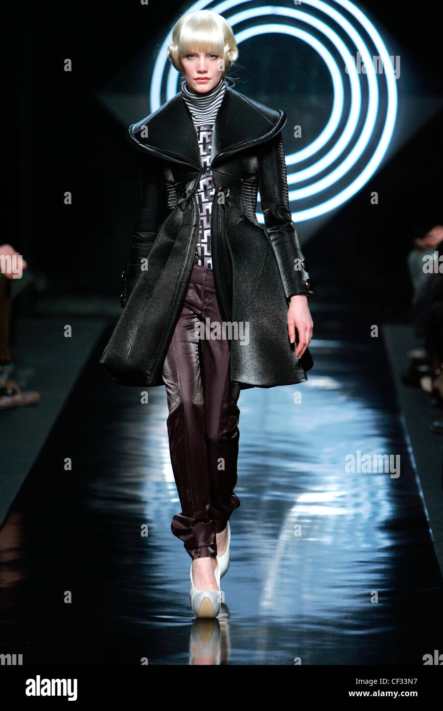 Byblos Milan Fashion Week Autumn Winter Model wearing black shimmery ...