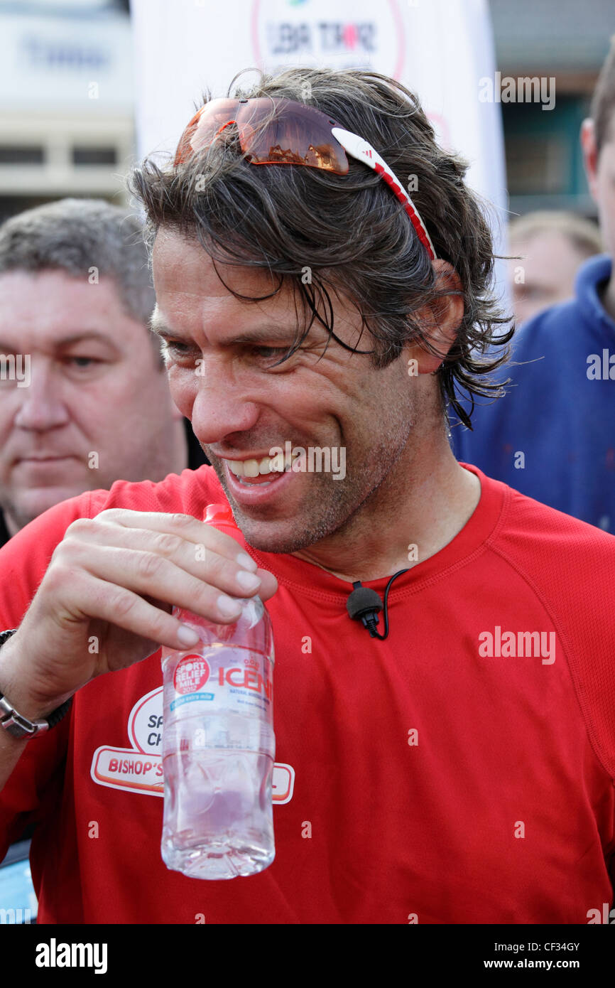 John Bishop after a days running  for his week of hell for sport relief 2012 Stock Photo