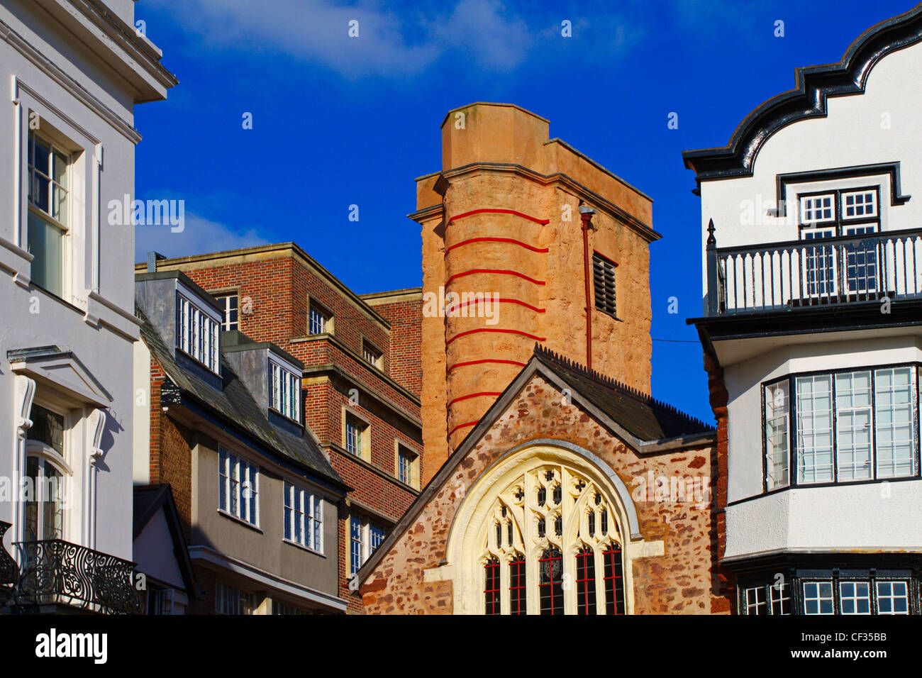 The fifteenth century St Martin's Church  and 17th century tower in Cathedral Close. The building is now a redundant church. Stock Photo