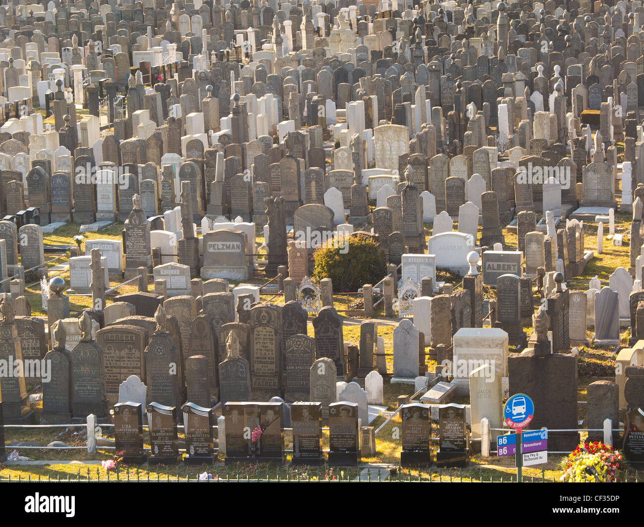 tombstones in Washington Cemetery Brooklyn New York City Stock Photo