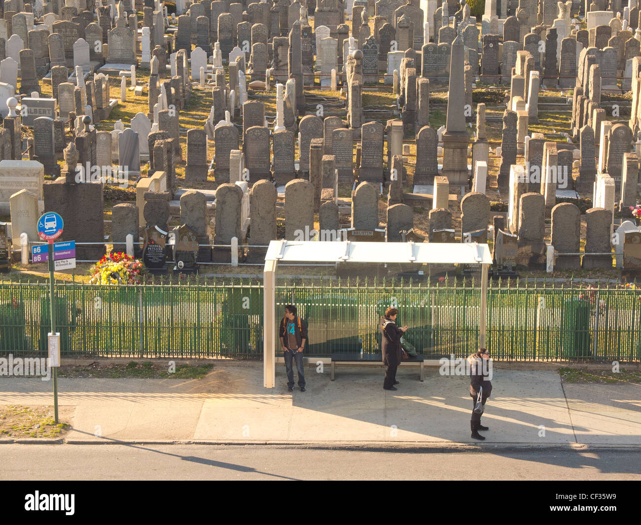 tombstones in Washington Cemetery Brooklyn New York City Stock Photo
