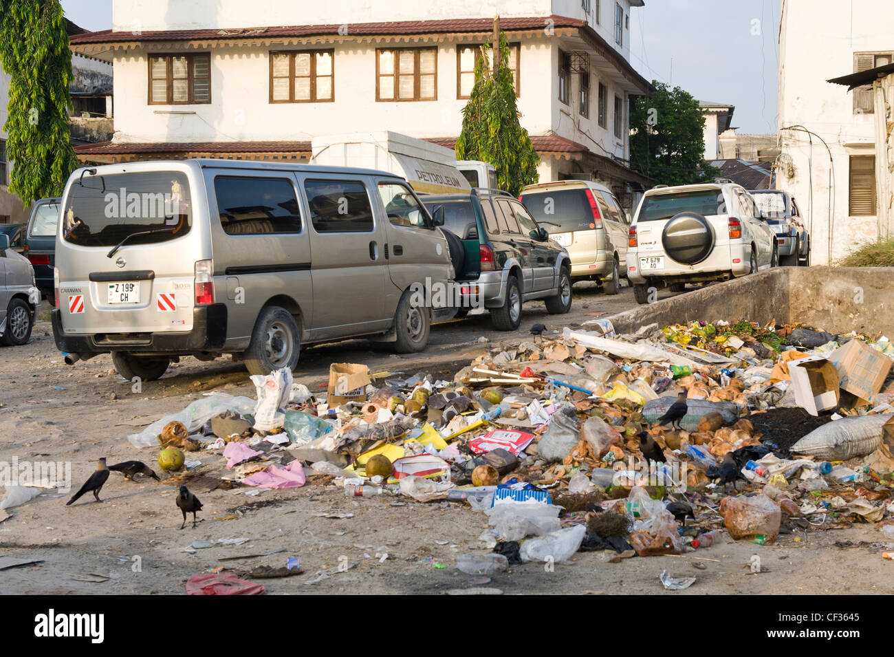 Garbage dumped in Stone Town Zanzibar Tanzania Stock Photo