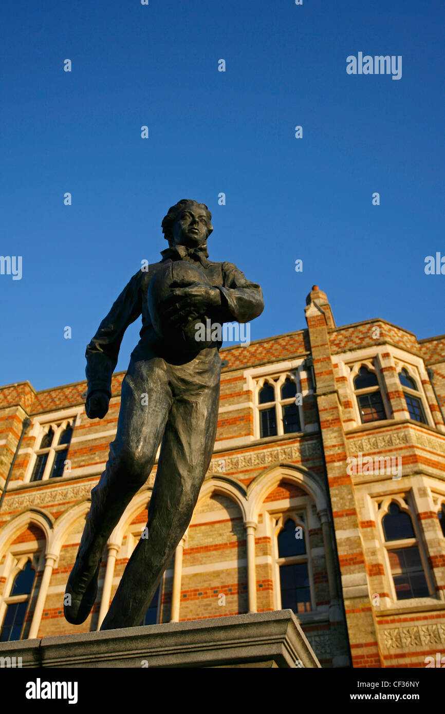 Statue of William Webb Ellis outside Rugby School in Warwickshire. Stock Photo