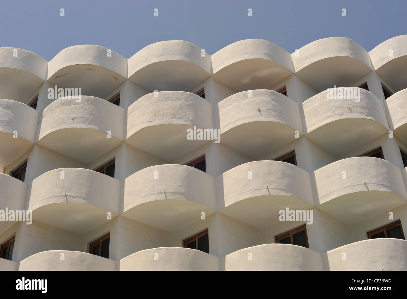 A rather unattractive block of modernist style apartments in Cala d'Or