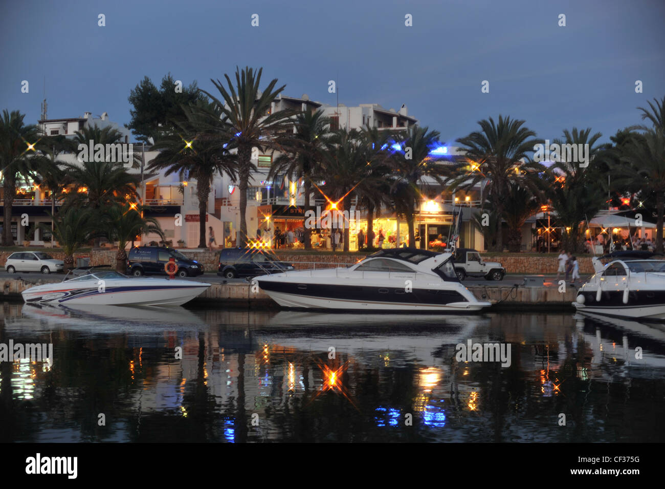 Expensive pleasure boats in the marina at Cala D'Or Majorca Balierics Stock Photo